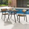 32" Square Outdoor Grey Metal Patio Dining Table for 4 with Wood-Like Top and Frame